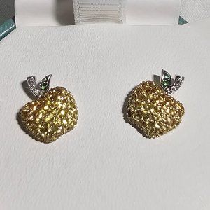 Sparkly Golden Apple Earrings 14k